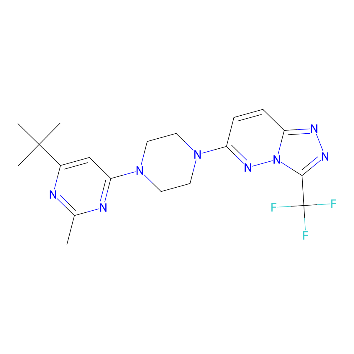 4-Tert-butyl-2-methyl-6-{4-[3-(trifluoromethyl)-[1,2,4]triazolo[4,3-b]pyridazin-6-yl]piperazin-1-yl}pyrimidine molecular structure, CAS 2549003-61-2