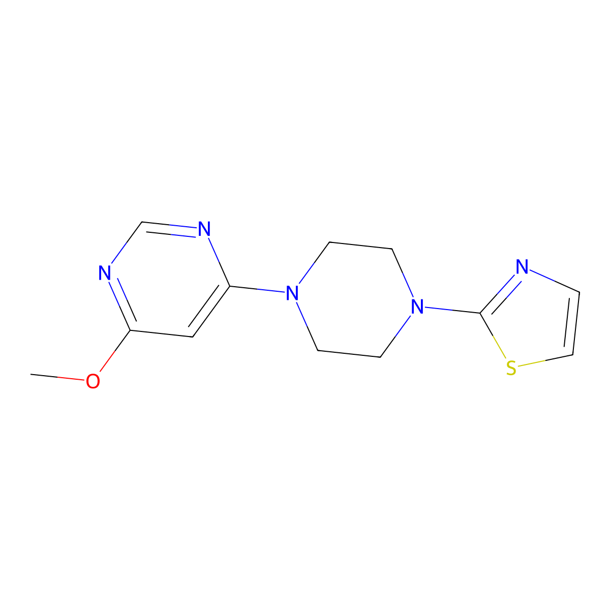 4-Methoxy-6-[4-(1,3-thiazol-2-yl)piperazin-1-yl]pyrimidine molecular structure, CAS 2549003-62-3
