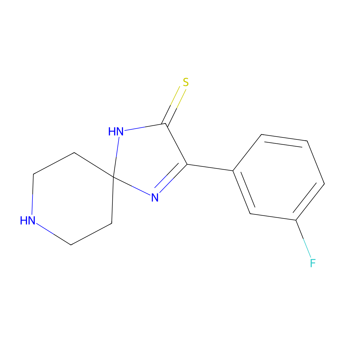 3-(3-Fluorophenyl)-1,4,8-triazaspiro[4.5]dec-3-ene-2-thione molecular structure, CAS 2549003-64-5