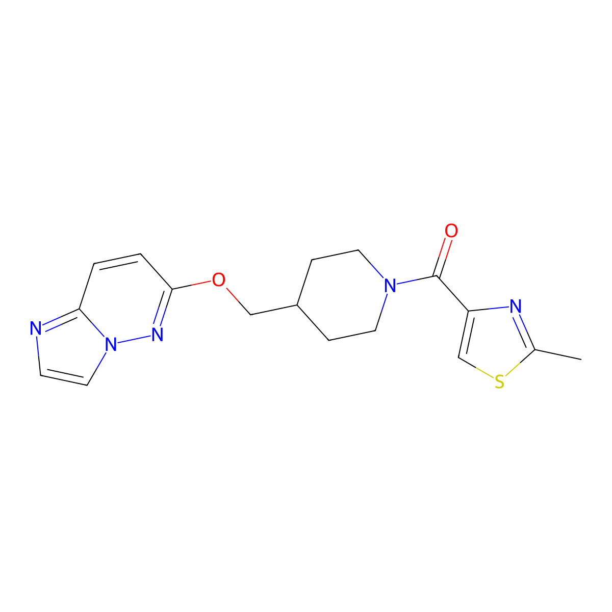 4-({Imidazo[1,2-b]pyridazin-6-yloxy}methyl)-1-(2-methyl-1,3-thiazole-4-carbonyl)piperidine molecular structure, CAS 2549003-65-6