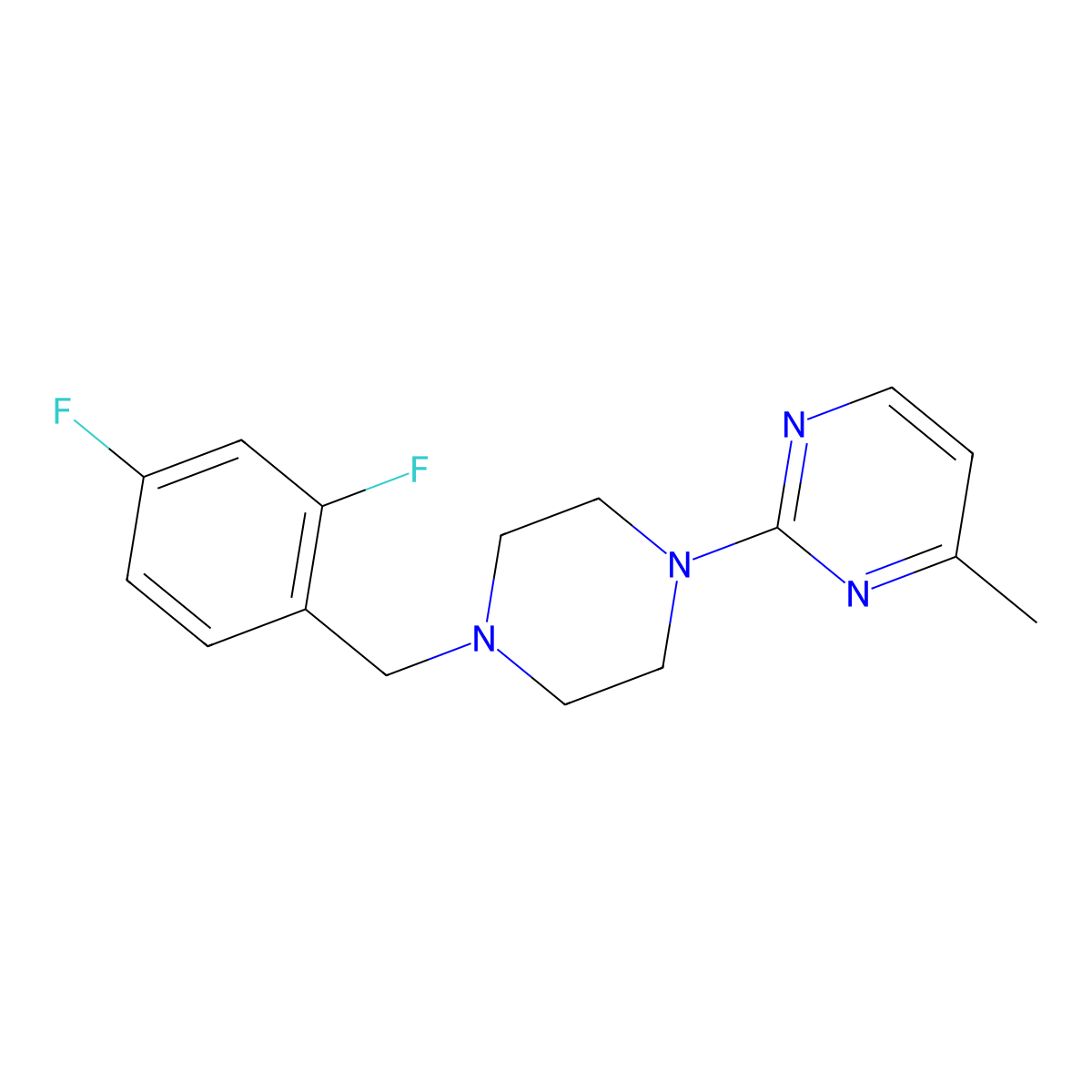 2-{4-[(2,4-Difluorophenyl)methyl]piperazin-1-yl}-4-methylpyrimidine molecular structure, CAS 2549003-68-9
