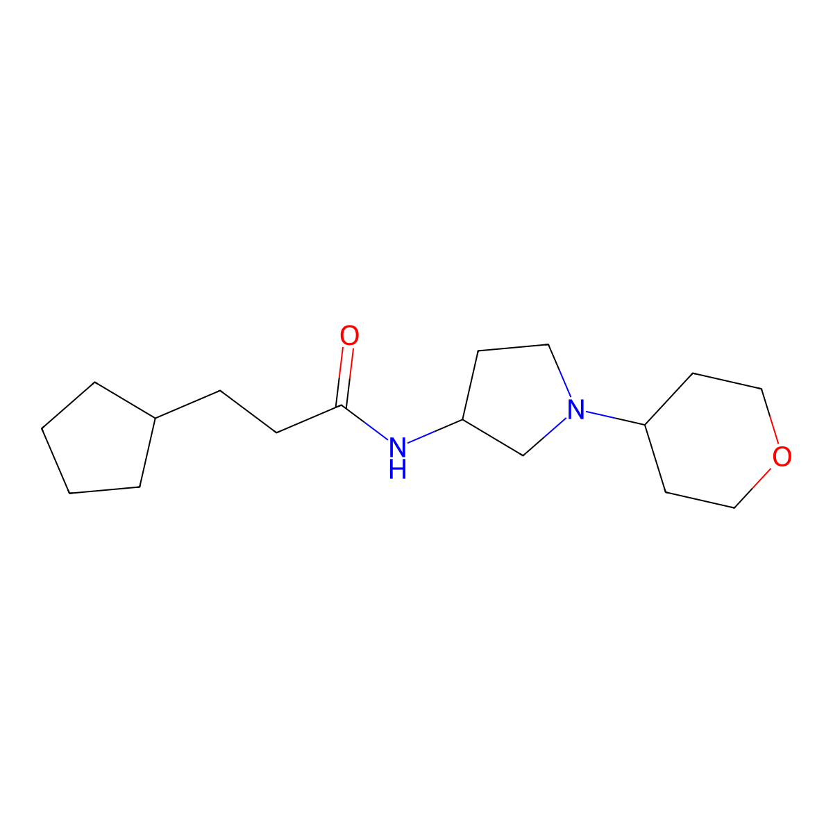 3-cyclopentyl-N-[1-(oxan-4-yl)pyrrolidin-3-yl]propanamide molecular structure, CAS 2549003-75-8