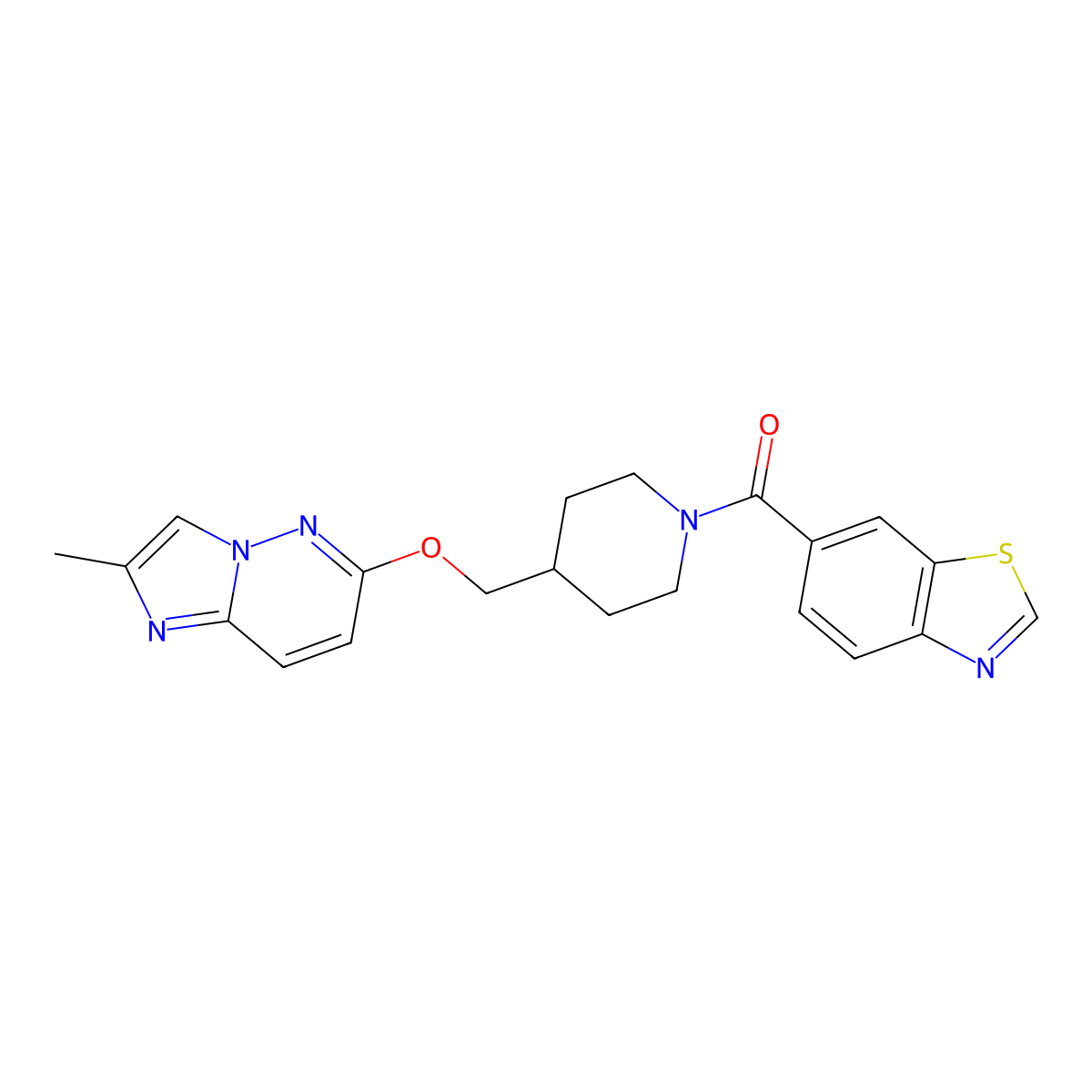 6-{4-[({2-Methylimidazo[1,2-b]pyridazin-6-yl}oxy)methyl]piperidine-1-carbonyl}-1,3-benzothiazole molecular structure, CAS 2549003-76-9
