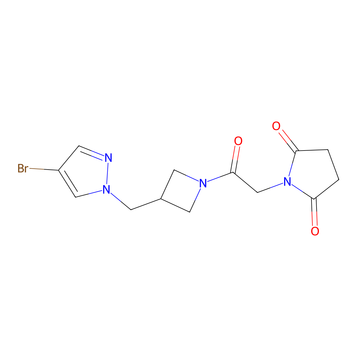 1-(2-{3-[(4-bromo-1H-pyrazol-1-yl)methyl]azetidin-1-yl}-2-oxoethyl)pyrrolidine-2,5-dione molecular structure, CAS 2549003-86-1