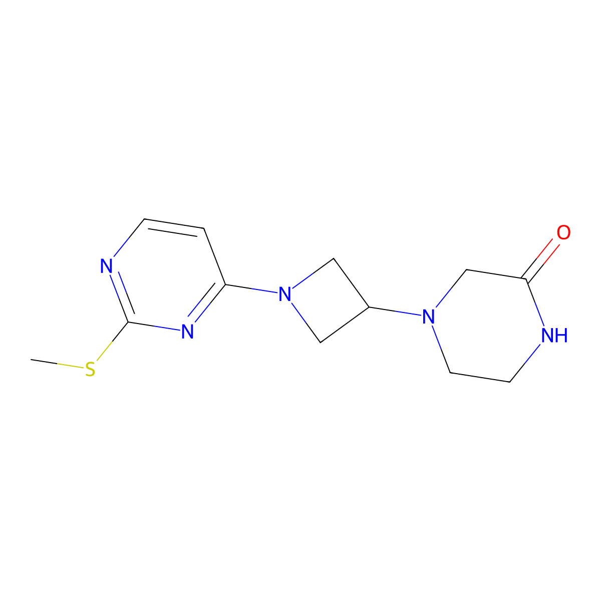 4-{1-[2-(Methylsulfanyl)pyrimidin-4-yl]azetidin-3-yl}piperazin-2-one molecular structure, CAS 2549003-89-4