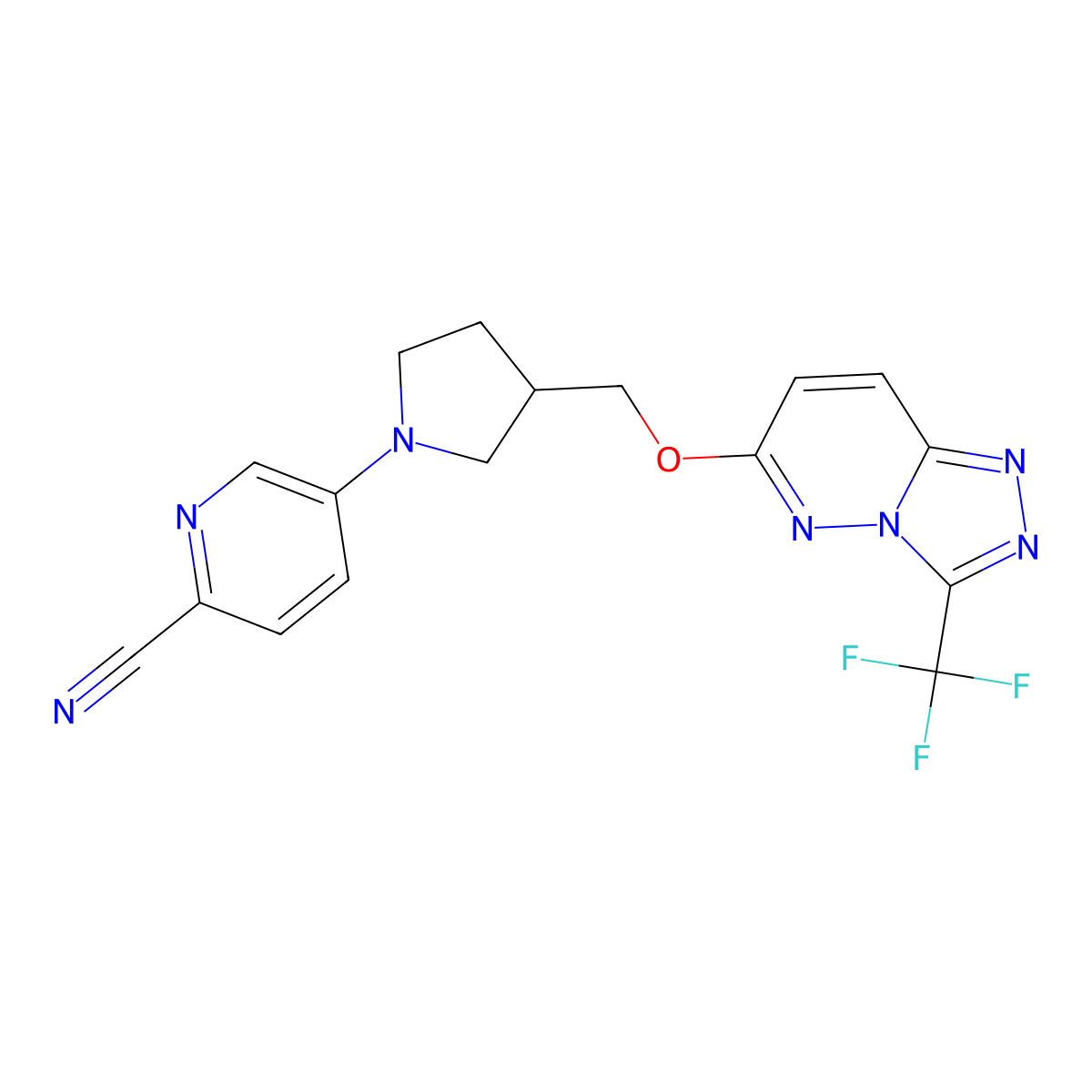 5-[3-({[3-(Trifluoromethyl)-[1,2,4]triazolo[4,3-b]pyridazin-6-yl]oxy}methyl)pyrrolidin-1-yl]pyridine-2-carbonitrile molecular structure, CAS 2549003-90-7