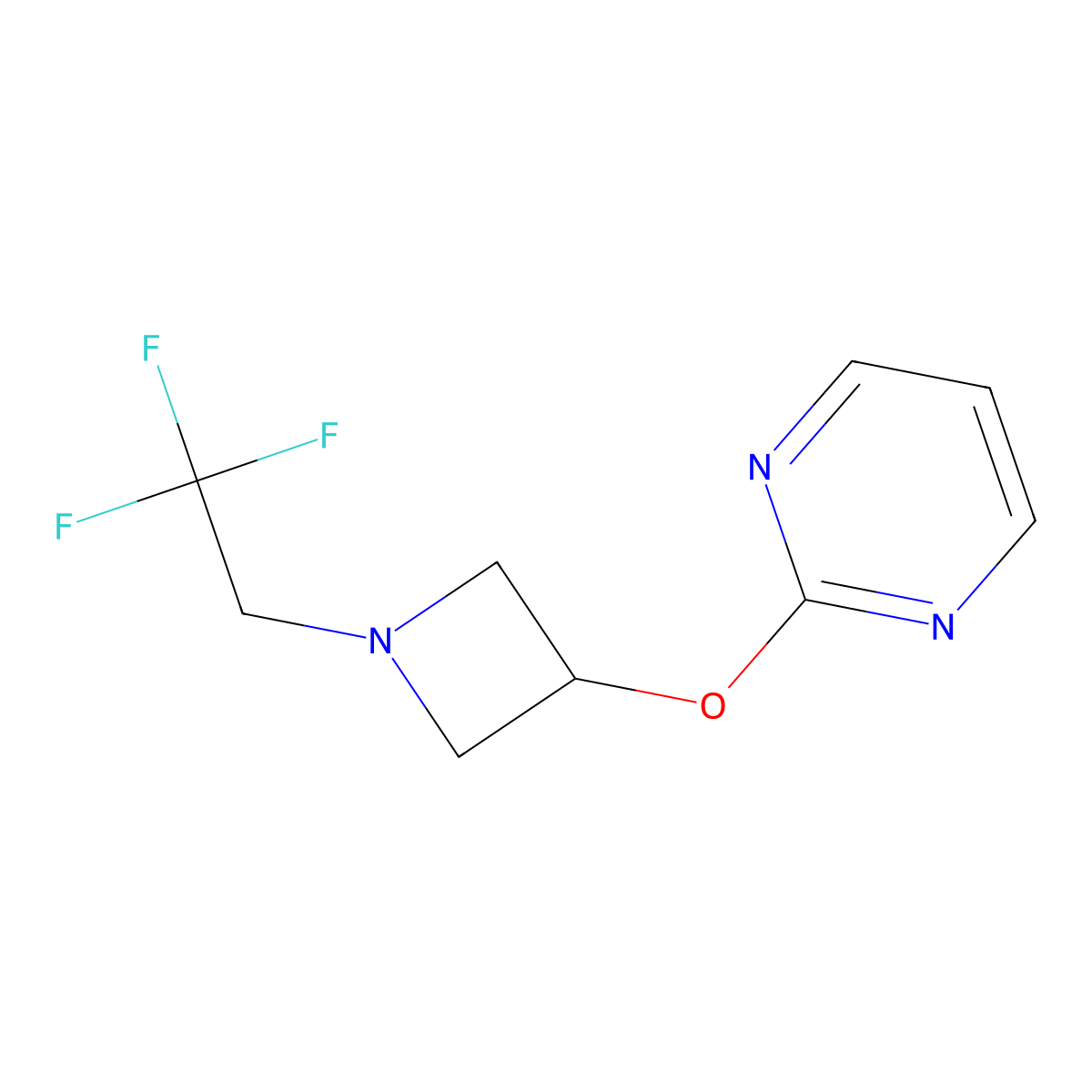 2-{[1-(2,2,2-Trifluoroethyl)azetidin-3-yl]oxy}pyrimidine molecular structure, CAS 2549003-99-6