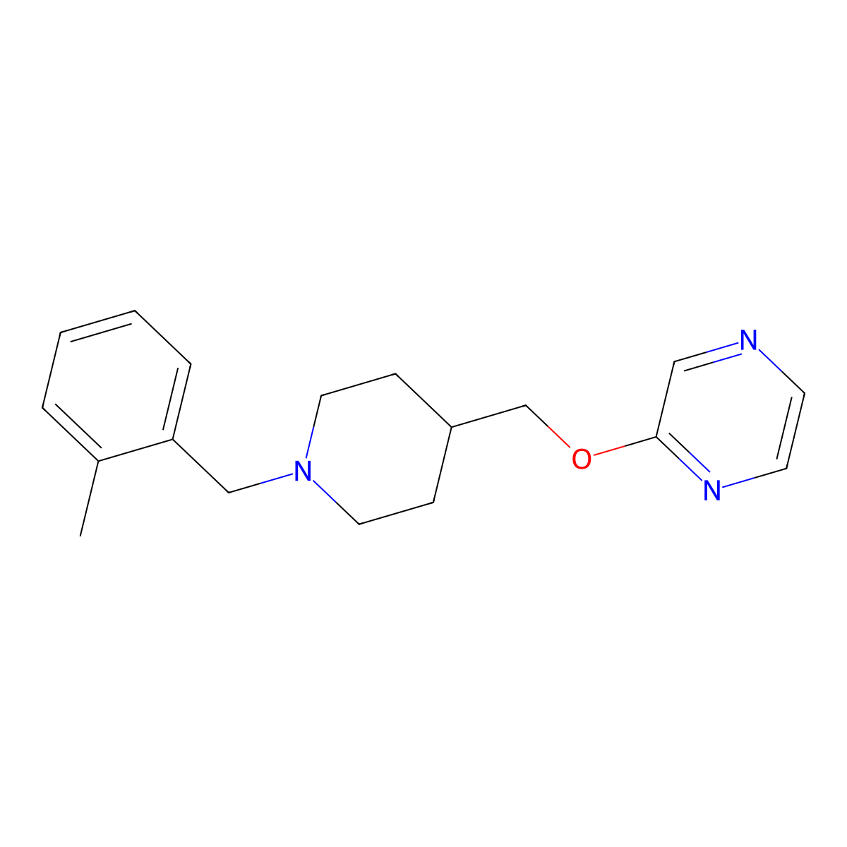 2-({1-[(2-Methylphenyl)methyl]piperidin-4-yl}methoxy)pyrazine molecular structure, CAS 2549004-01-3
