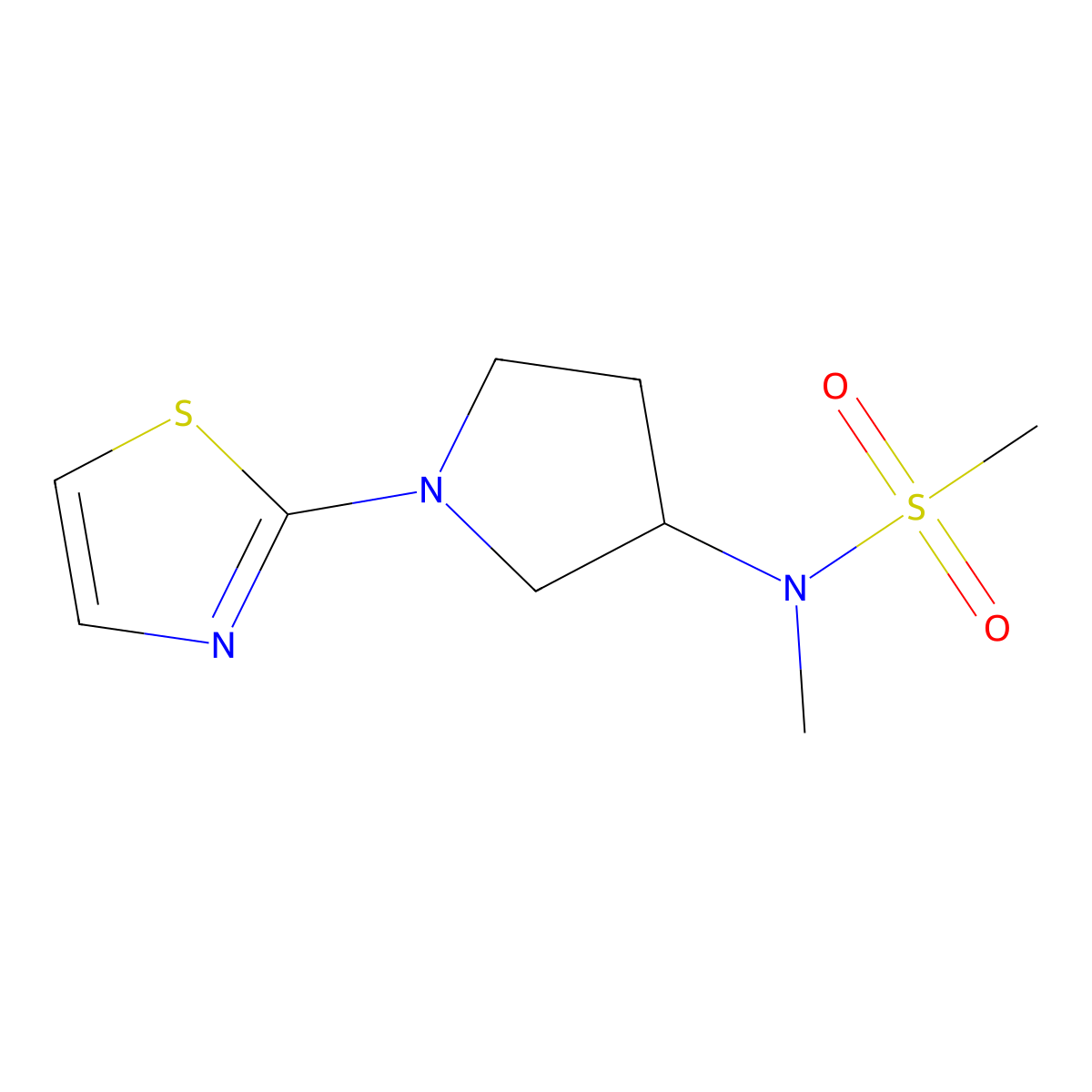 N-methyl-N-[1-(1,3-thiazol-2-yl)pyrrolidin-3-yl]methanesulfonamide molecular structure, CAS 2549004-06-8