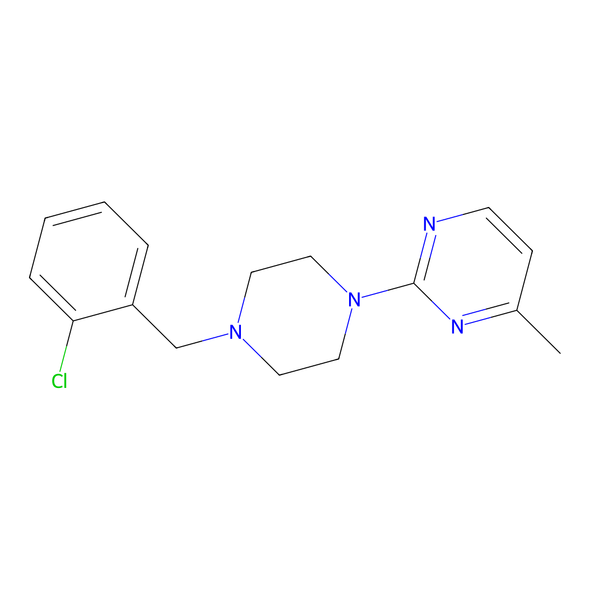 2-{4-[(2-Chlorophenyl)methyl]piperazin-1-yl}-4-methylpyrimidine molecular structure, CAS 2549004-07-9