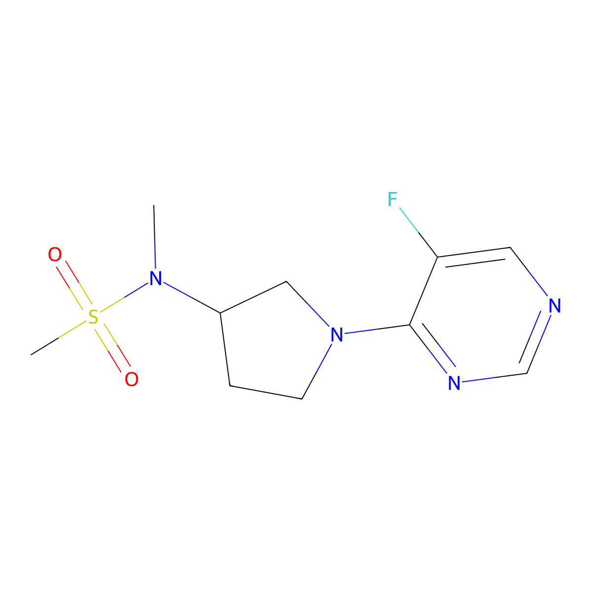 N-[1-(5-fluoropyrimidin-4-yl)pyrrolidin-3-yl]-N-methylmethanesulfonamide molecular structure, CAS 2549004-13-7
