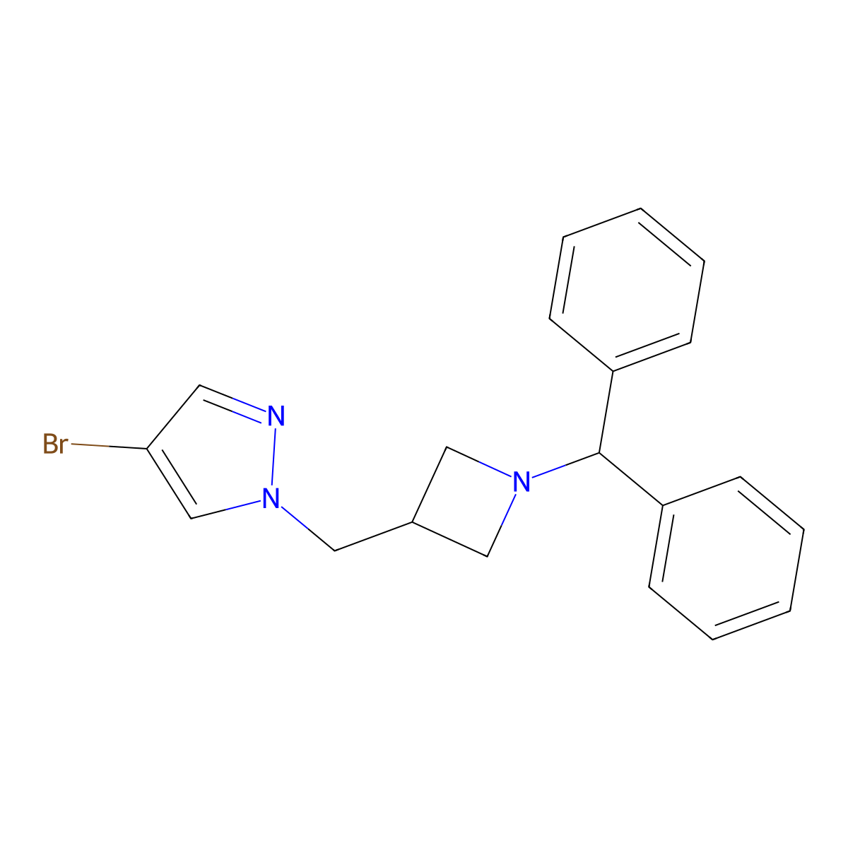 4-bromo-1-{[1-(diphenylmethyl)azetidin-3-yl]methyl}-1H-pyrazole molecular structure, CAS 2549004-18-2