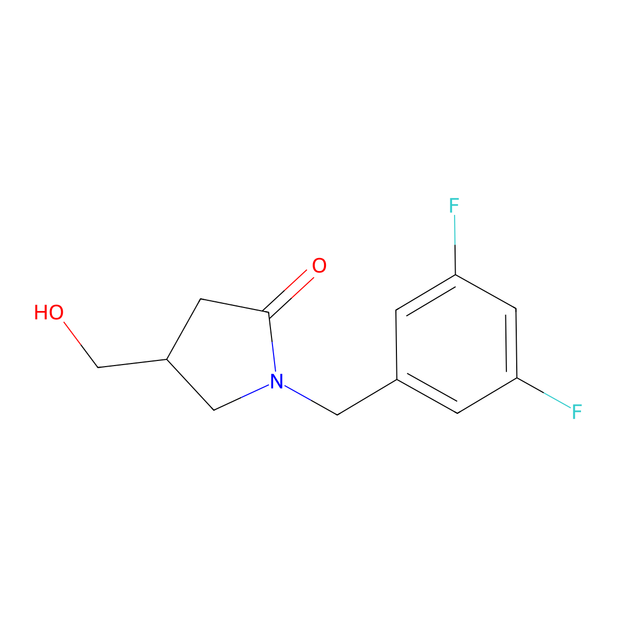 1-[(3,5-Difluorophenyl)methyl]-4-(hydroxymethyl)pyrrolidin-2-one molecular structure, CAS 2549004-20-6