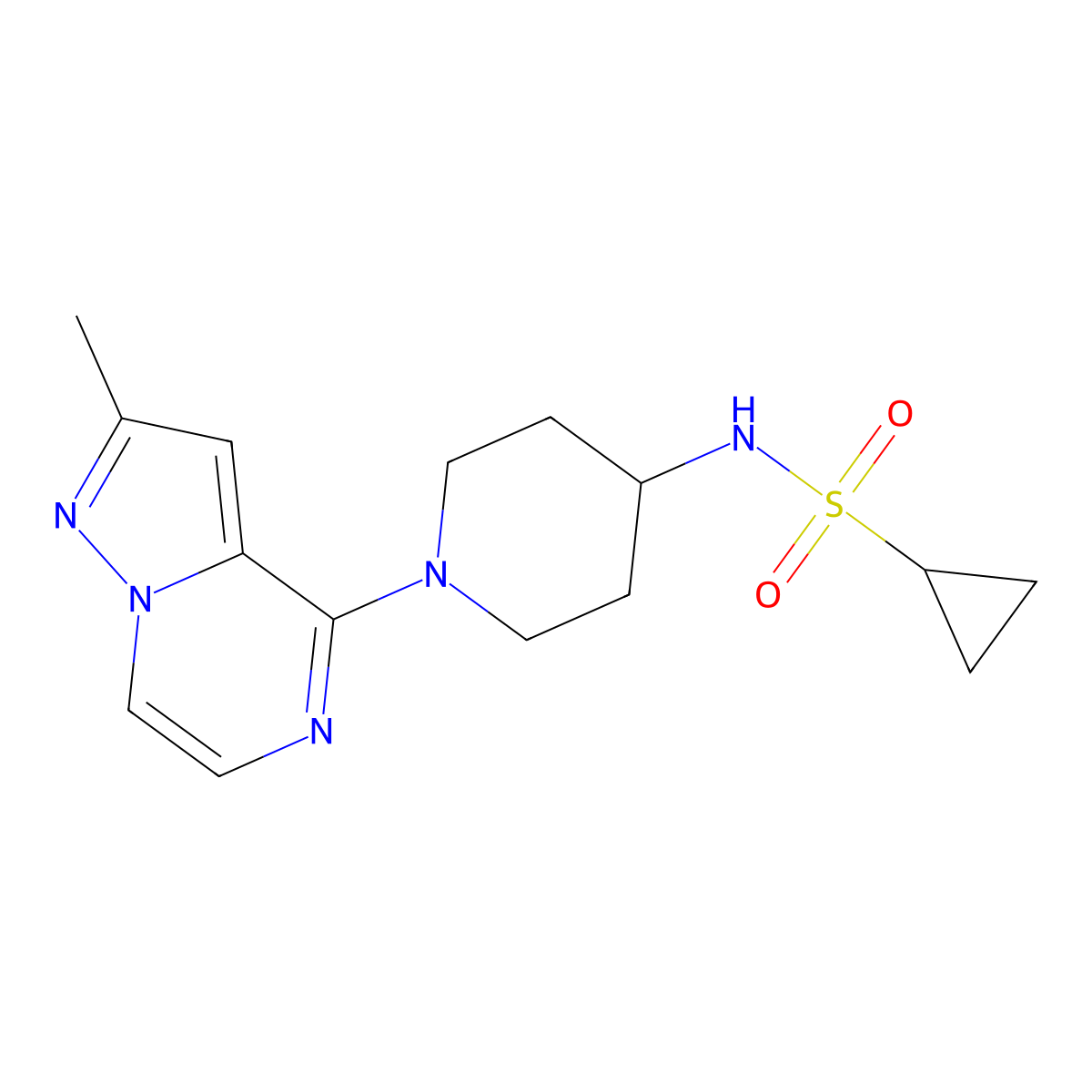 N-(1-{2-methylpyrazolo[1,5-a]pyrazin-4-yl}piperidin-4-yl)cyclopropanesulfonamide molecular structure, CAS 2549004-22-8