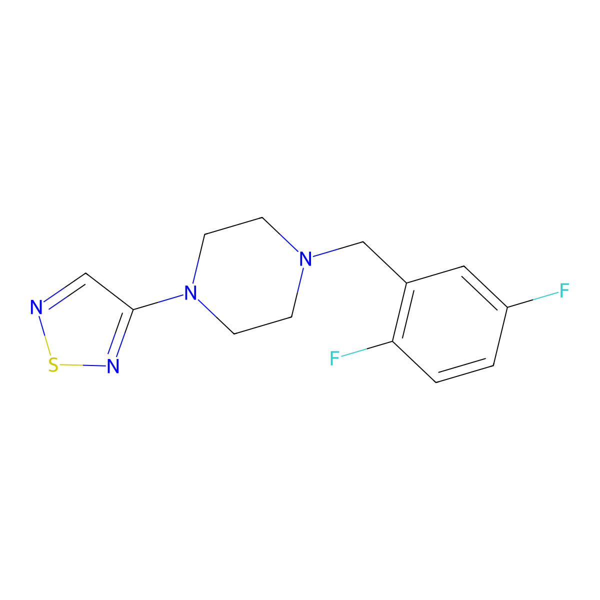1-[(2,5-Difluorophenyl)methyl]-4-(1,2,5-thiadiazol-3-yl)piperazine molecular structure, CAS 2549004-23-9