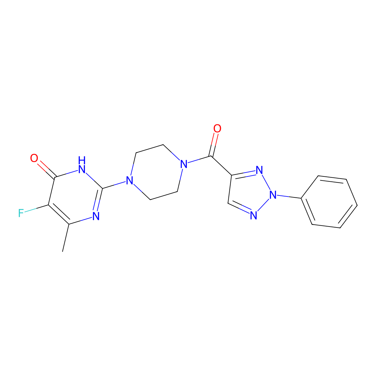5-fluoro-6-methyl-2-[4-(2-phenyl-2H-1,2,3-triazole-4-carbonyl)piperazin-1-yl]-3,4-dihydropyrimidin-4-one molecular structure, CAS 2549004-25-1