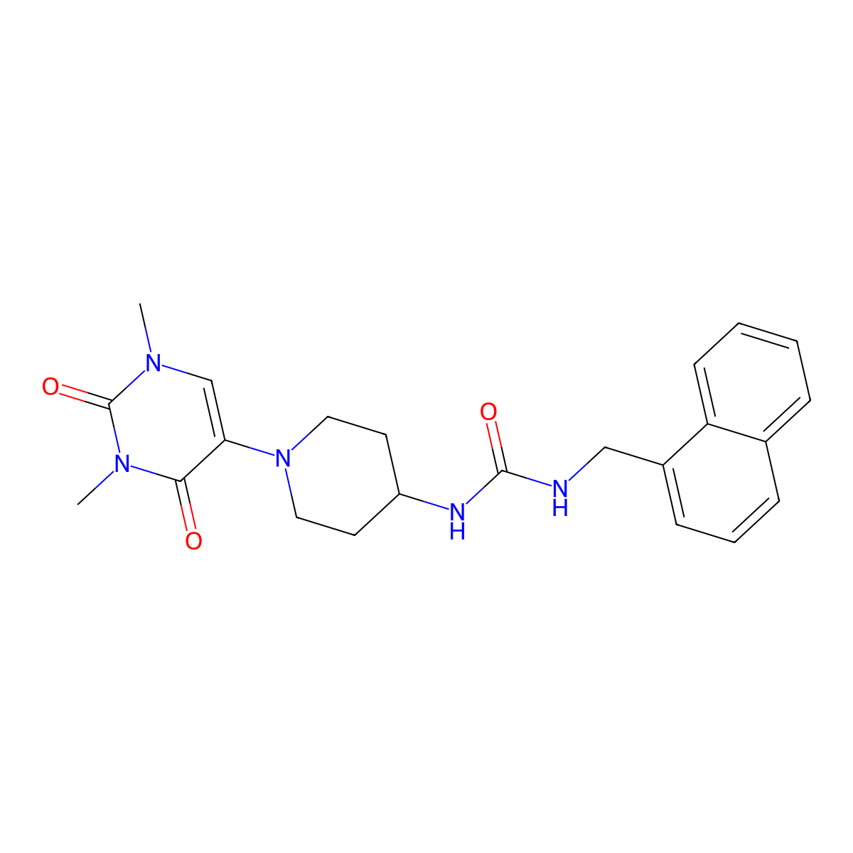 3-[1-(1,3-Dimethyl-2,4-dioxo-1,2,3,4-tetrahydropyrimidin-5-yl)piperidin-4-yl]-1-[(naphthalen-1-yl)methyl]urea molecular structure, CAS 2549004-26-2