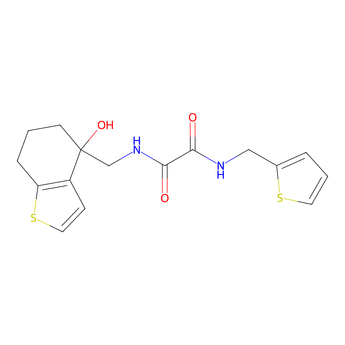 N-[(4-hydroxy-4,5,6,7-tetrahydro-1-benzothiophen-4-yl)methyl]-N'-[(thiophen-2-yl)methyl]ethanediamide molecular structure, CAS 2549004-27-3