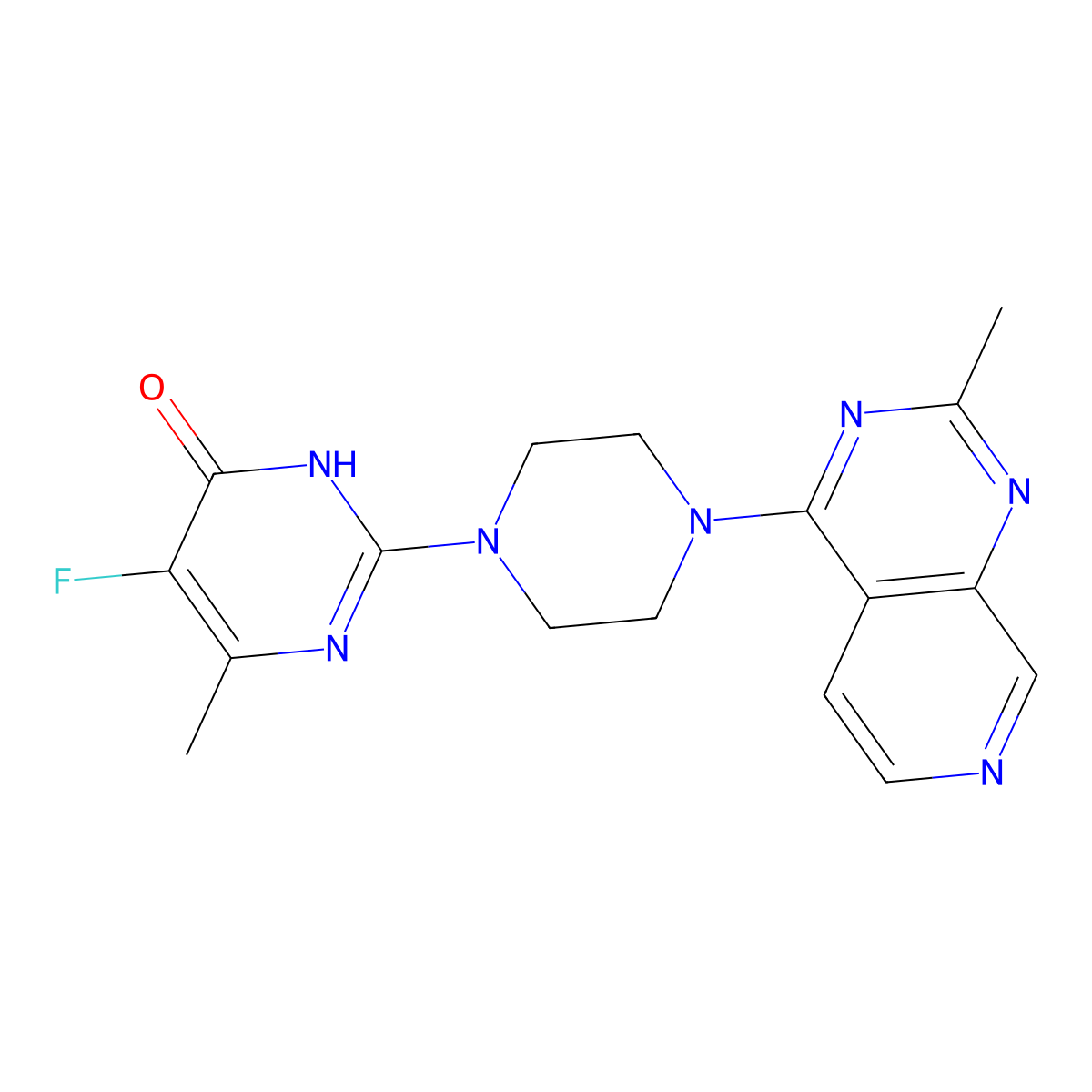 5-Fluoro-6-methyl-2-(4-{2-methylpyrido[3,4-d]pyrimidin-4-yl}piperazin-1-yl)-3,4-dihydropyrimidin-4-one molecular structure, CAS 2549004-29-5