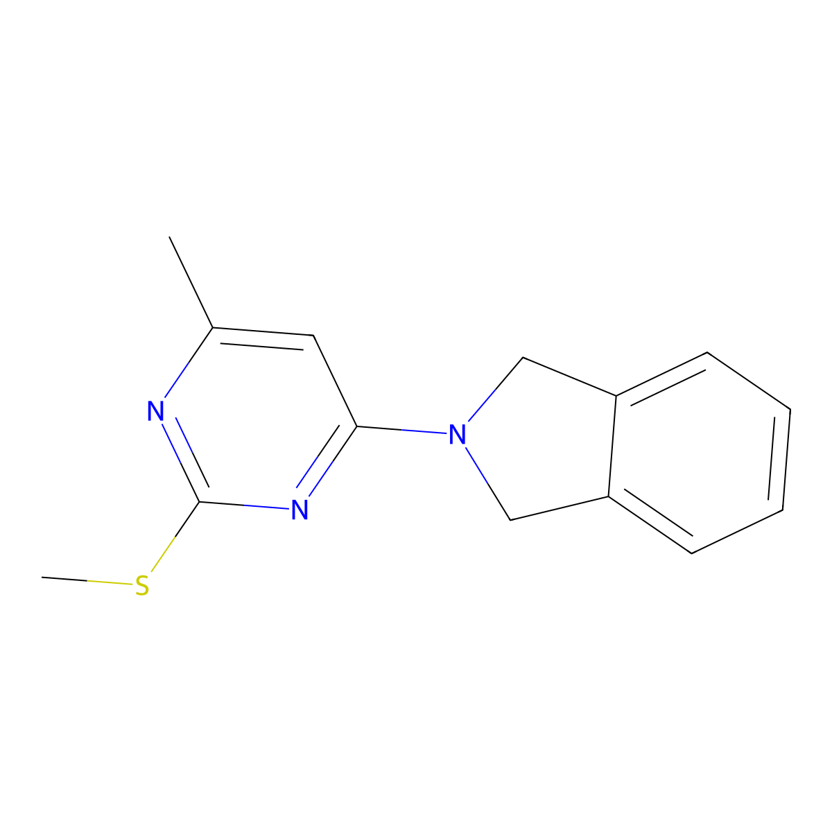 2-[6-methyl-2-(methylsulfanyl)pyrimidin-4-yl]-2,3-dihydro-1H-isoindole molecular structure, CAS 2549004-34-2