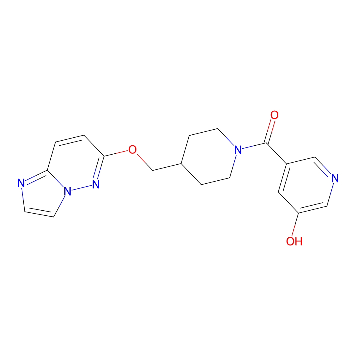 5-[4-({Imidazo[1,2-b]pyridazin-6-yloxy}methyl)piperidine-1-carbonyl]pyridin-3-ol molecular structure, CAS 2549004-36-4