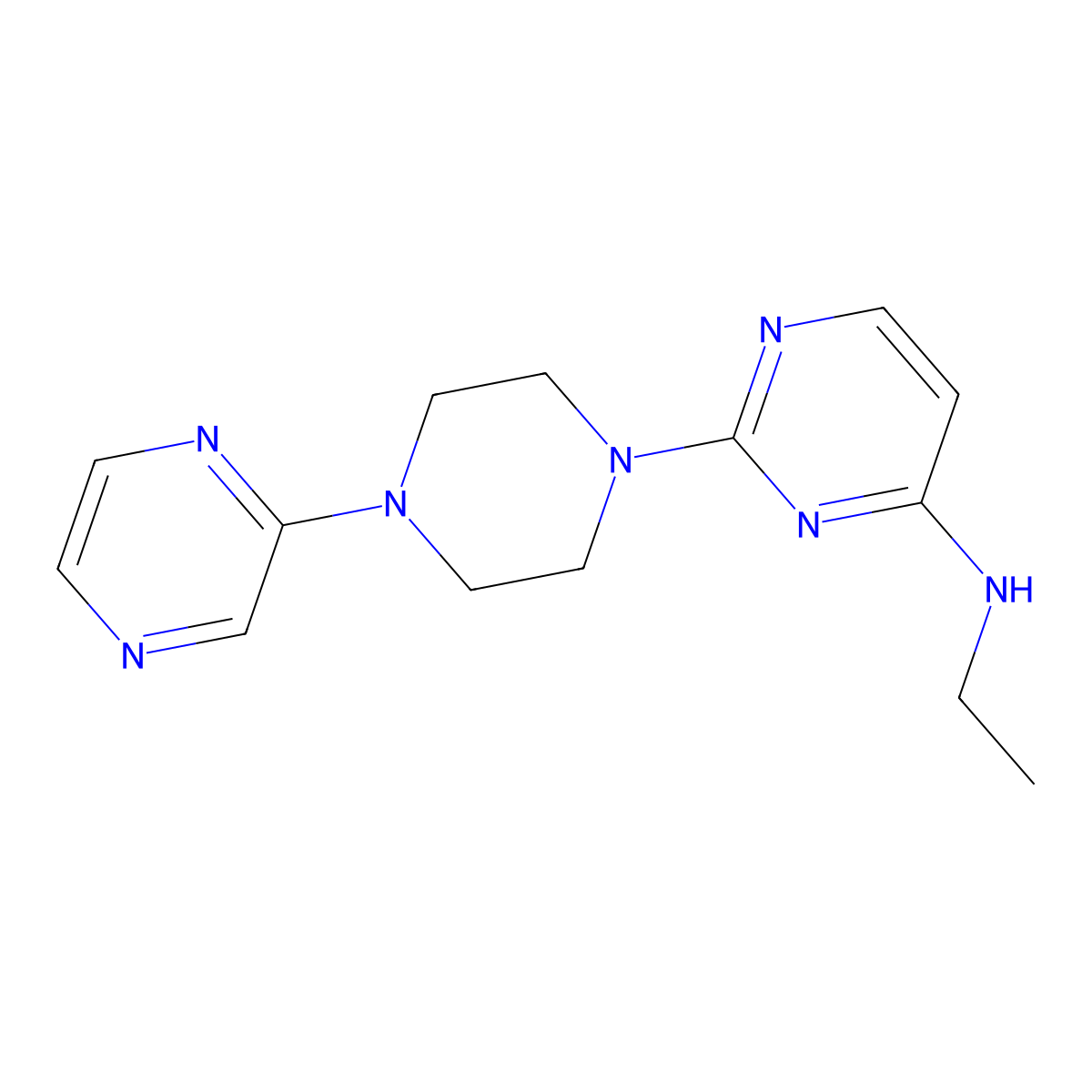N-ethyl-2-[4-(pyrazin-2-yl)piperazin-1-yl]pyrimidin-4-amine molecular structure, CAS 2549004-37-5