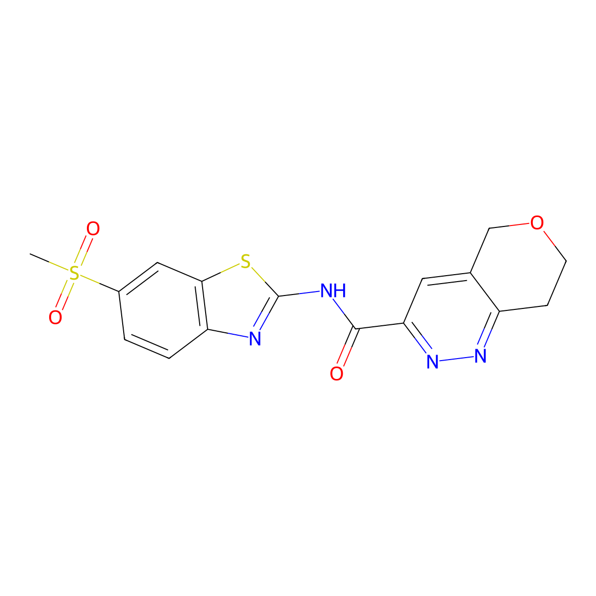 N-(6-methanesulfonyl-1,3-benzothiazol-2-yl)-5H,7H,8H-pyrano[4,3-c]pyridazine-3-carboxamide molecular structure, CAS 2549004-38-6