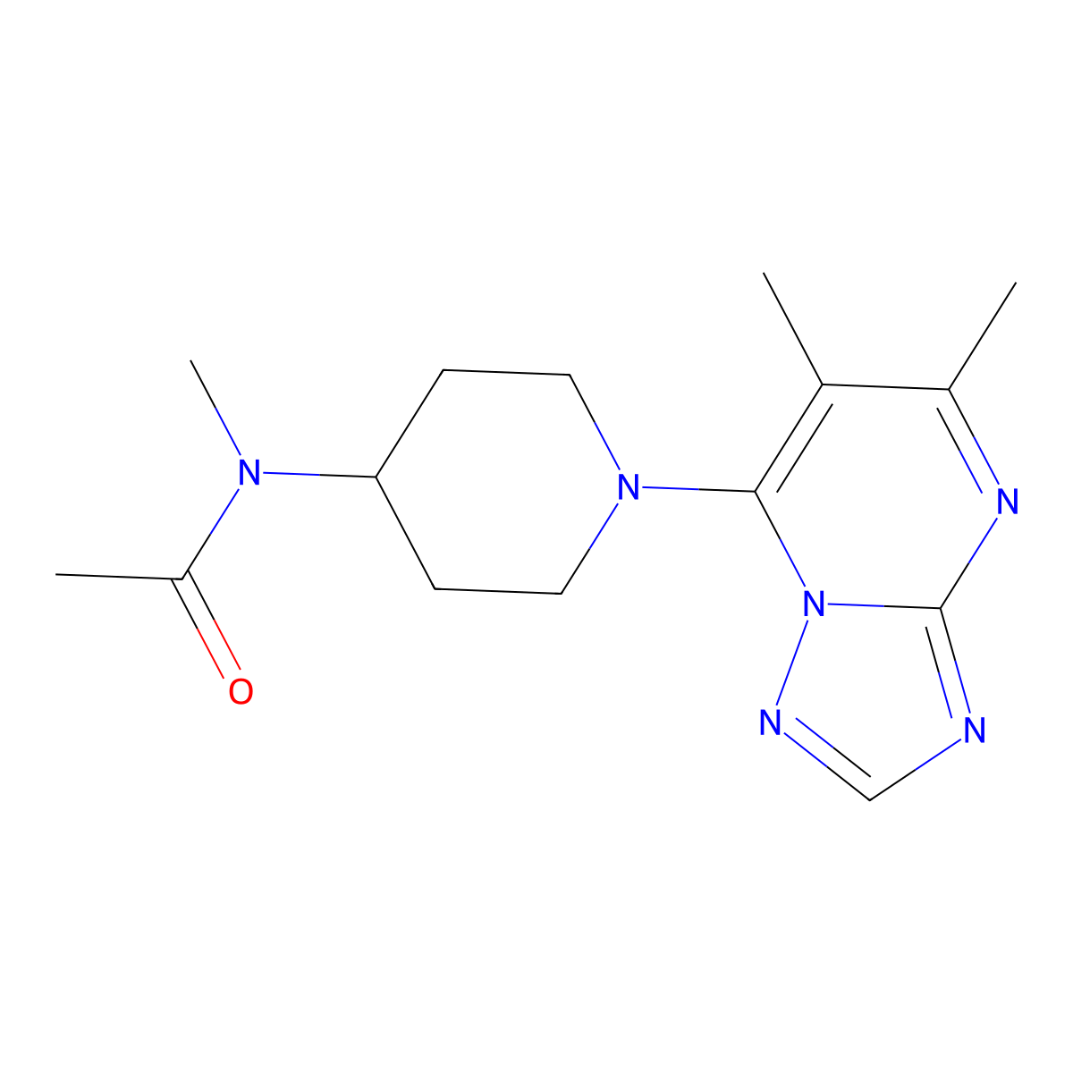 N-(1-{5,6-dimethyl-[1,2,4]triazolo[1,5-a]pyrimidin-7-yl}piperidin-4-yl)-N-methylacetamide molecular structure, CAS 2549004-41-1