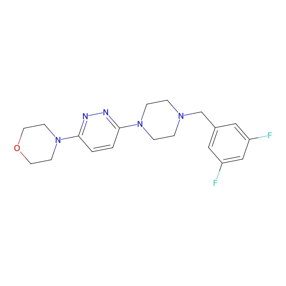4-(6-{4-[(3,5-Difluorophenyl)methyl]piperazin-1-yl}pyridazin-3-yl)morpholine molecular structure, CAS 2549004-45-5