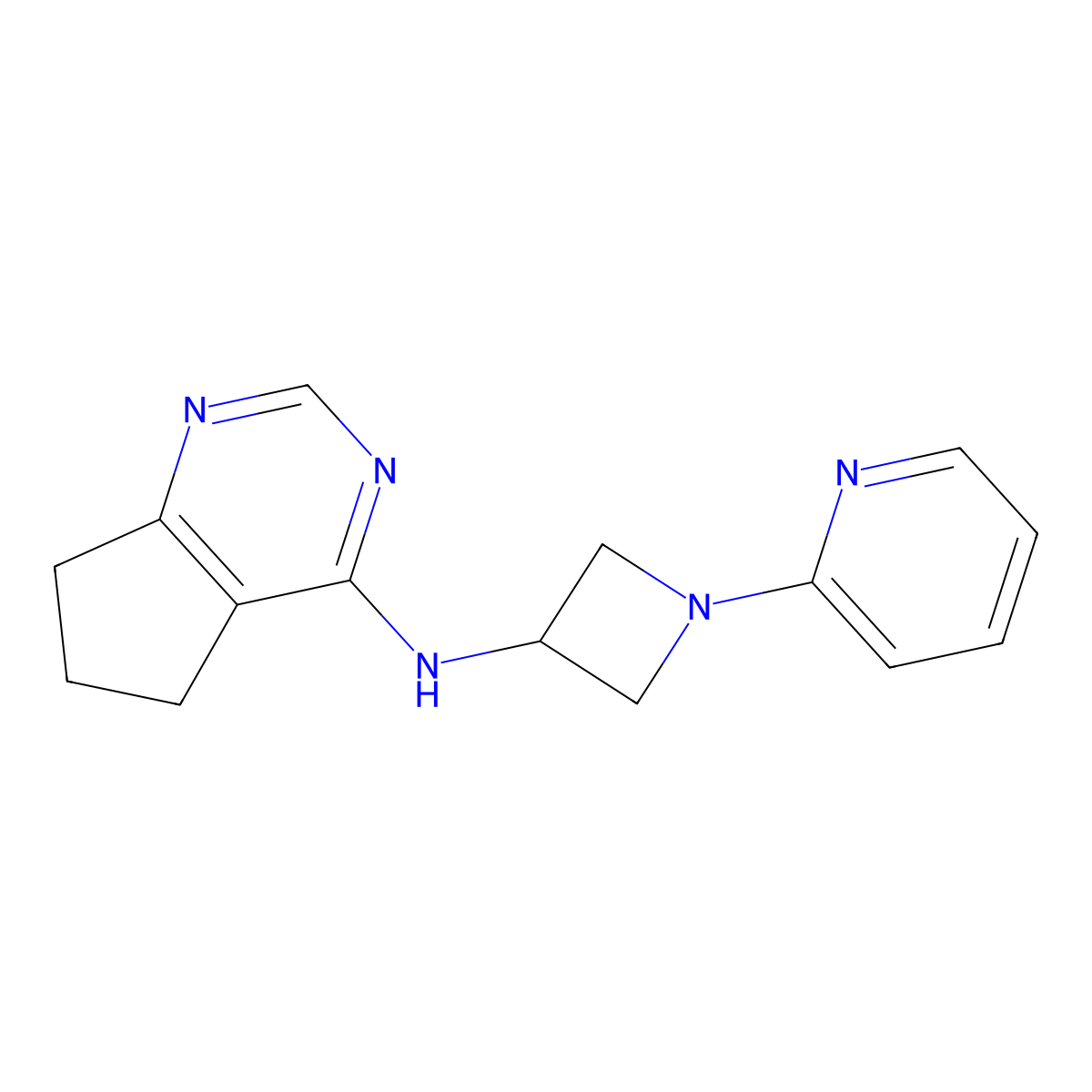 N-{5H,6H,7H-cyclopenta[d]pyrimidin-4-yl}-1-(pyridin-2-yl)azetidin-3-amine molecular structure, CAS 2549004-47-7