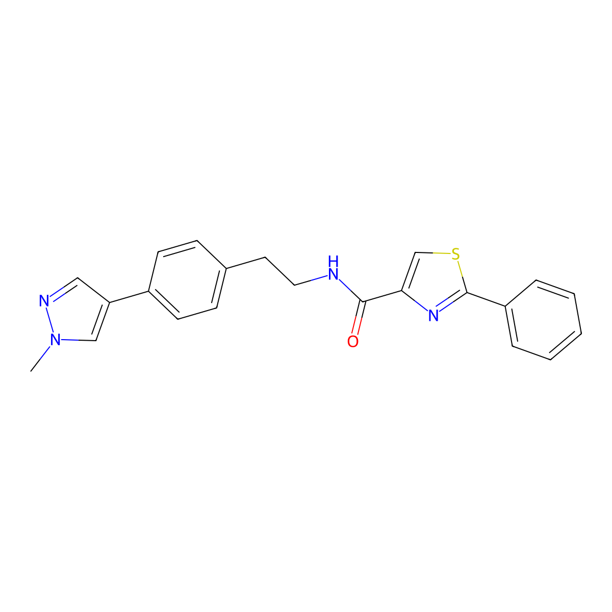 N-{2-[4-(1-methyl-1H-pyrazol-4-yl)phenyl]ethyl}-2-phenyl-1,3-thiazole-4-carboxamide molecular structure, CAS 2549004-49-9