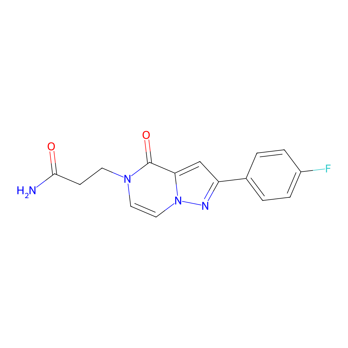 3-[2-(4-fluorophenyl)-4-oxo-4H,5H-pyrazolo[1,5-a]pyrazin-5-yl]propanamide molecular structure, CAS 2549004-58-0