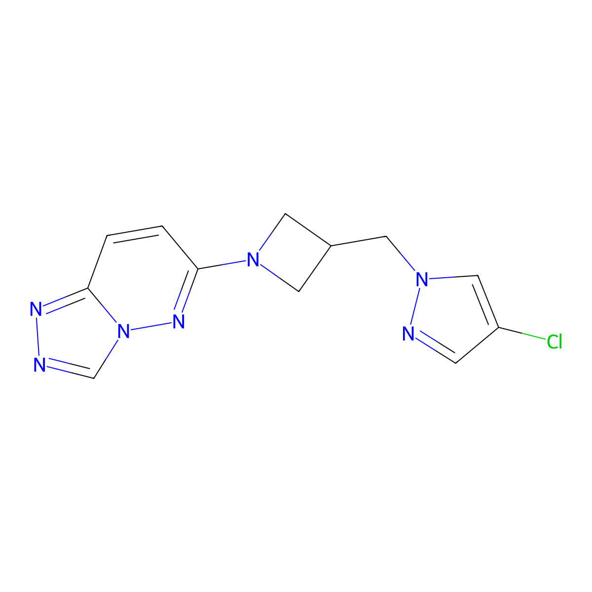 4-chloro-1-[(1-{[1,2,4]triazolo[4,3-b]pyridazin-6-yl}azetidin-3-yl)methyl]-1H-pyrazole molecular structure, CAS 2549004-59-1