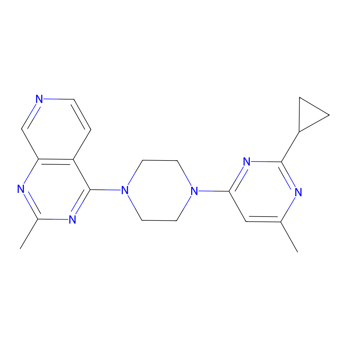2-Cyclopropyl-4-methyl-6-(4-{2-methylpyrido[3,4-d]pyrimidin-4-yl}piperazin-1-yl)pyrimidine molecular structure, CAS 2549004-60-4
