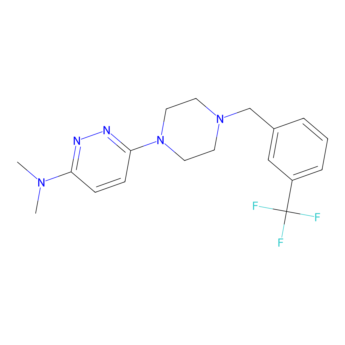 N,N-dimethyl-6-(4-{[3-(trifluoromethyl)phenyl]methyl}piperazin-1-yl)pyridazin-3-amine molecular structure, CAS 2549004-66-0