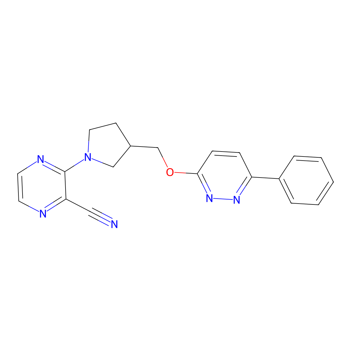 3-(3-{[(6-Phenylpyridazin-3-yl)oxy]methyl}pyrrolidin-1-yl)pyrazine-2-carbonitrile molecular structure, CAS 2549004-74-0