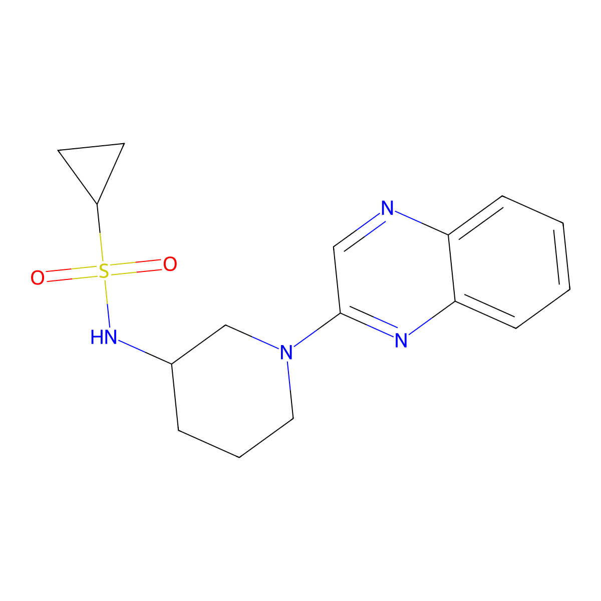 N-[1-(quinoxalin-2-yl)piperidin-3-yl]cyclopropanesulfonamide molecular structure, CAS 2549004-78-4