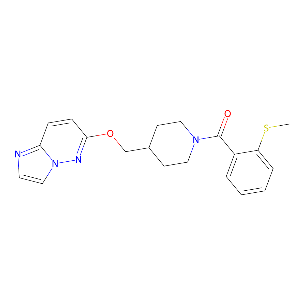 4-({Imidazo[1,2-b]pyridazin-6-yloxy}methyl)-1-[2-(methylsulfanyl)benzoyl]piperidine molecular structure, CAS 2549004-79-5