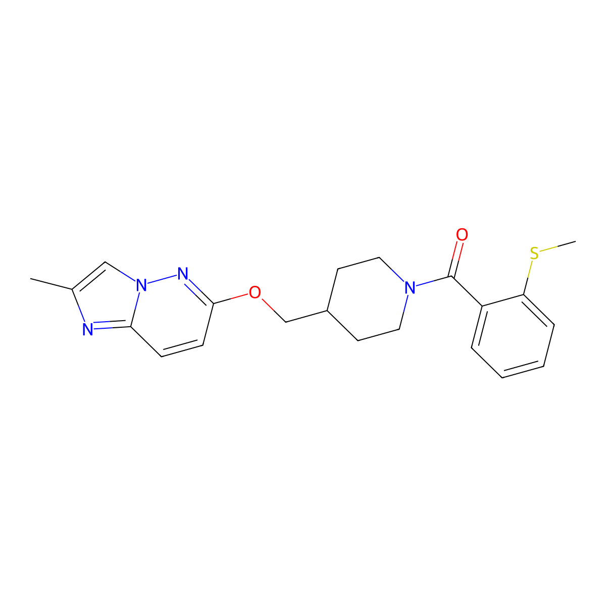 4-[({2-Methylimidazo[1,2-b]pyridazin-6-yl}oxy)methyl]-1-[2-(methylsulfanyl)benzoyl]piperidine molecular structure, CAS 2549004-81-9