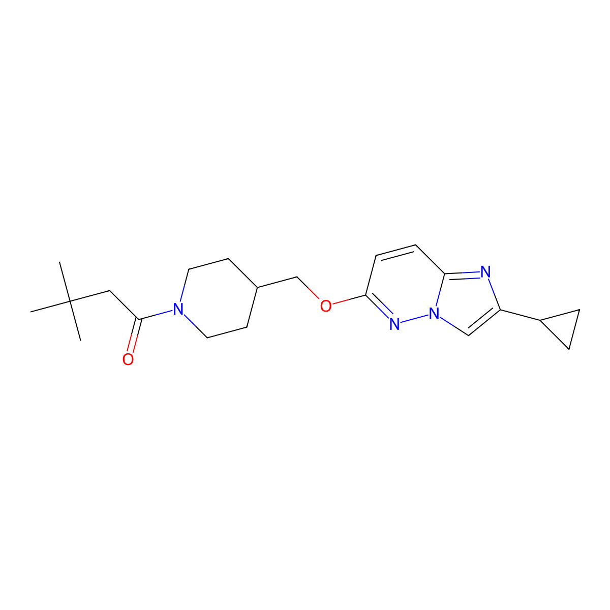 1-{4-[({2-Cyclopropylimidazo[1,2-b]pyridazin-6-yl}oxy)methyl]piperidin-1-yl}-3,3-dimethylbutan-1-one molecular structure, CAS 2549004-89-7