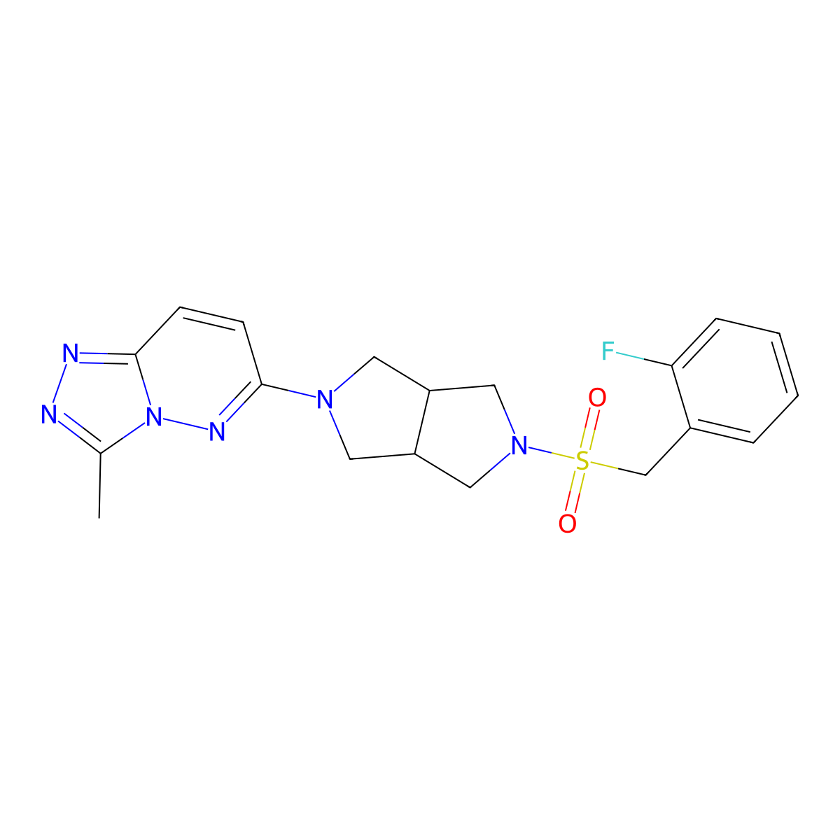 2-[(2-Fluorophenyl)methanesulfonyl]-5-{3-methyl-[1,2,4]triazolo[4,3-b]pyridazin-6-yl}-octahydropyrrolo[3,4-c]pyrrole molecular structure, CAS 2549004-92-2