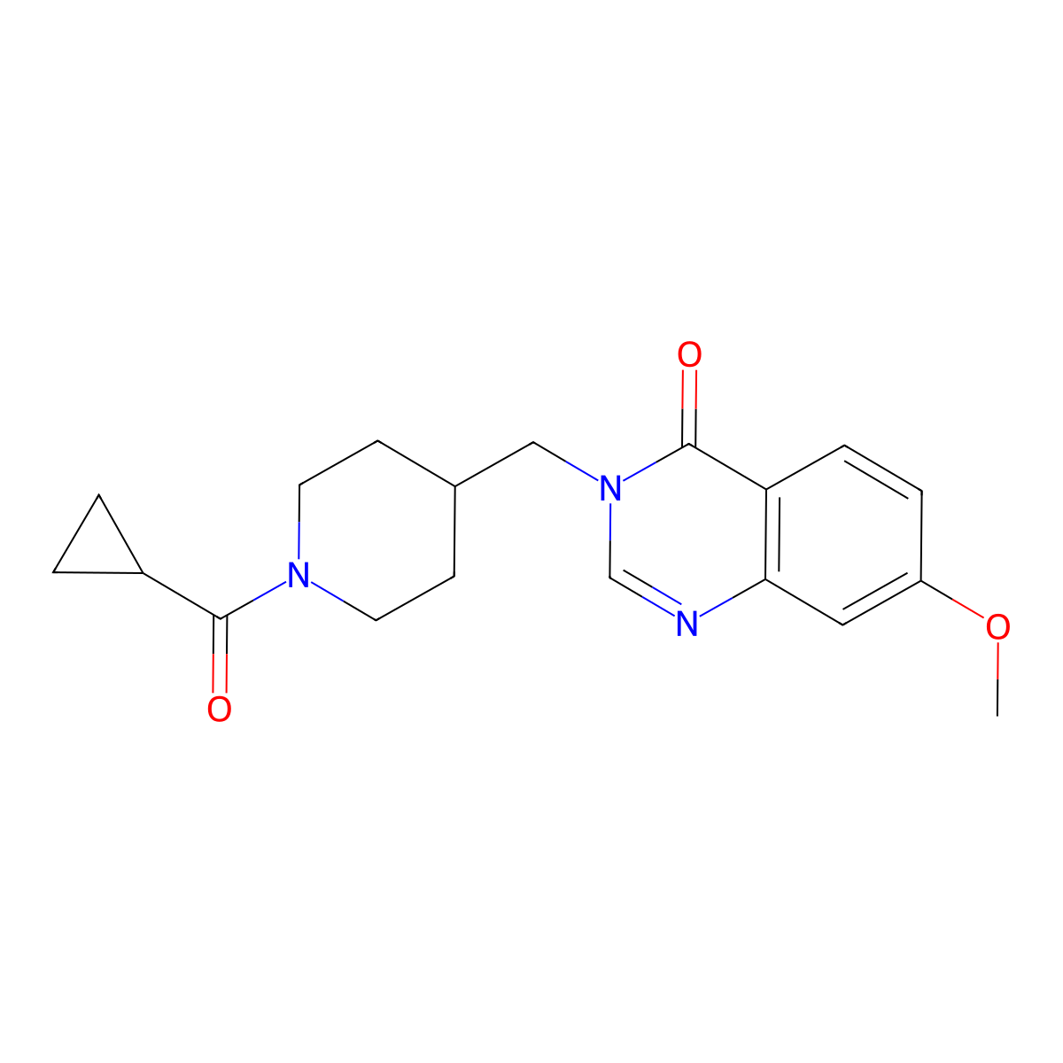 3-[(1-Cyclopropanecarbonylpiperidin-4-yl)methyl]-7-methoxy-3,4-dihydroquinazolin-4-one molecular structure, CAS 2549004-94-4
