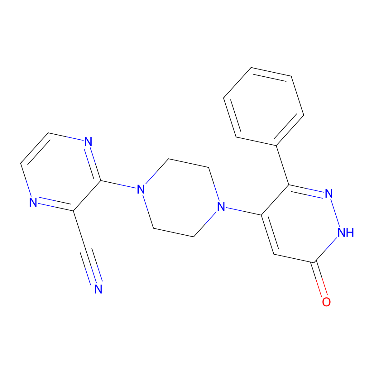 3-[4-(6-Oxo-3-phenyl-1,6-dihydropyridazin-4-yl)piperazin-1-yl]pyrazine-2-carbonitrile molecular structure, CAS 2549004-98-8
