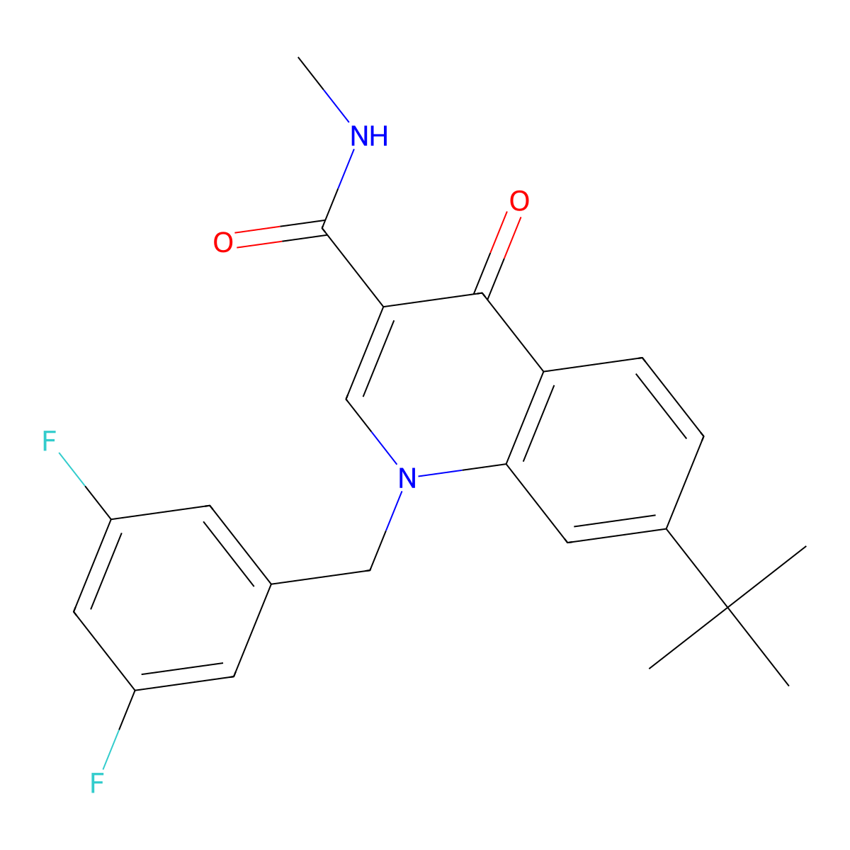 7-tert-butyl-1-[(3,5-difluorophenyl)methyl]-N-methyl-4-oxo-1,4-dihydroquinoline-3-carboxamide molecular structure, CAS 2549005-01-6