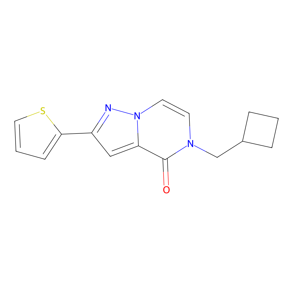 5-(cyclobutylmethyl)-2-(thiophen-2-yl)-4H,5H-pyrazolo[1,5-a]pyrazin-4-one molecular structure, CAS 2549005-04-9
