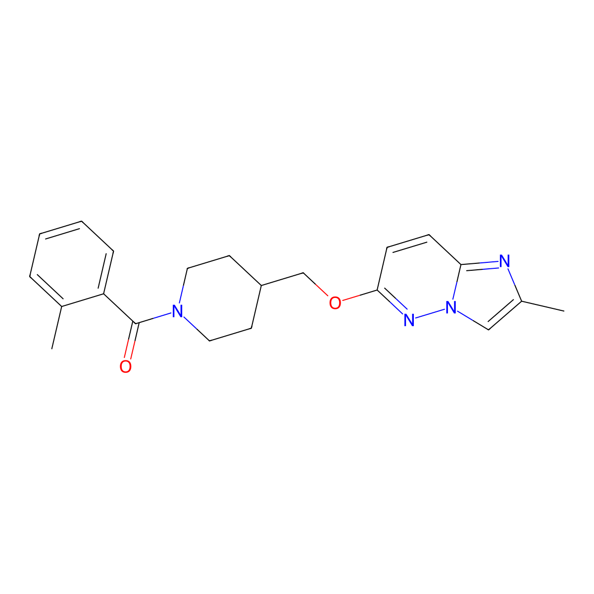 1-(2-Methylbenzoyl)-4-[({2-methylimidazo[1,2-b]pyridazin-6-yl}oxy)methyl]piperidine molecular structure, CAS 2549005-05-0