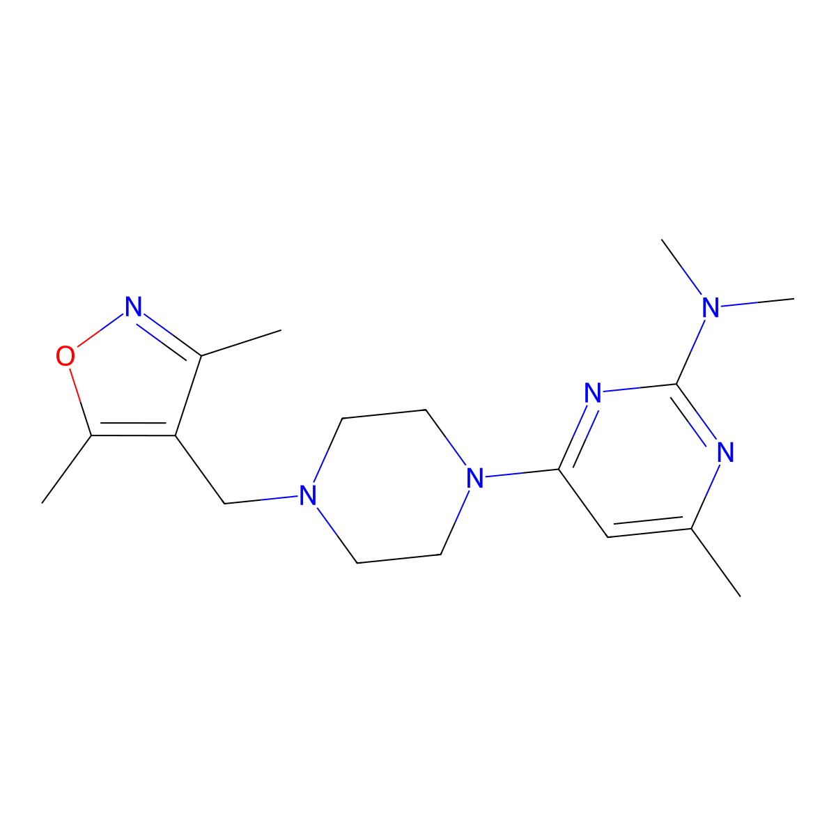 4-{4-[(3,5-dimethyl-1,2-oxazol-4-yl)methyl]piperazin-1-yl}-N,N,6-trimethylpyrimidin-2-amine molecular structure, CAS 2549005-16-3