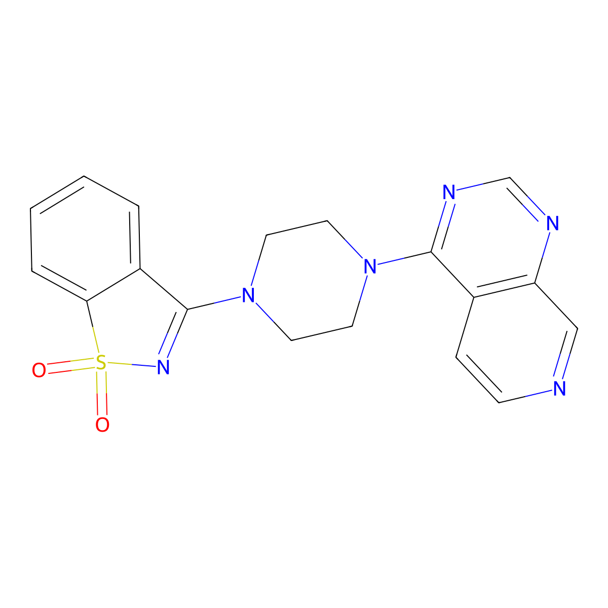 3-(4-{Pyrido[3,4-d]pyrimidin-4-yl}piperazin-1-yl)-1lambda6,2-benzothiazole-1,1-dione molecular structure, CAS 2549005-19-6