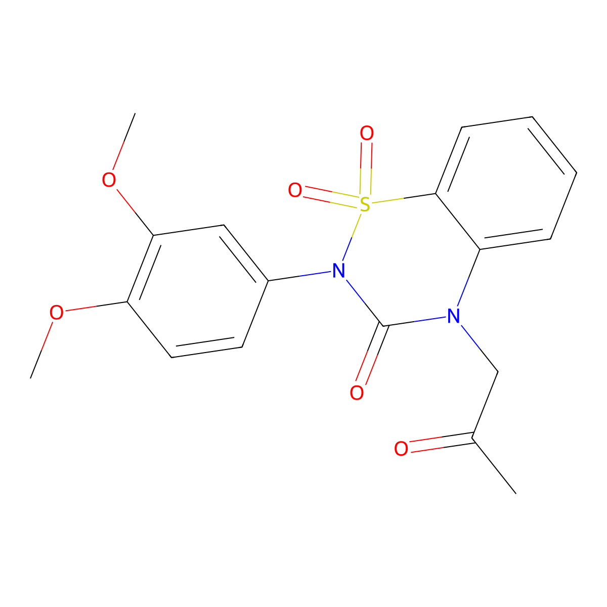 2-(3,4-Dimethoxyphenyl)-1,1-dioxo-4-(2-oxopropyl)-1lambda6,2,4-benzothiadiazin-3-one molecular structure, CAS 2549005-20-9