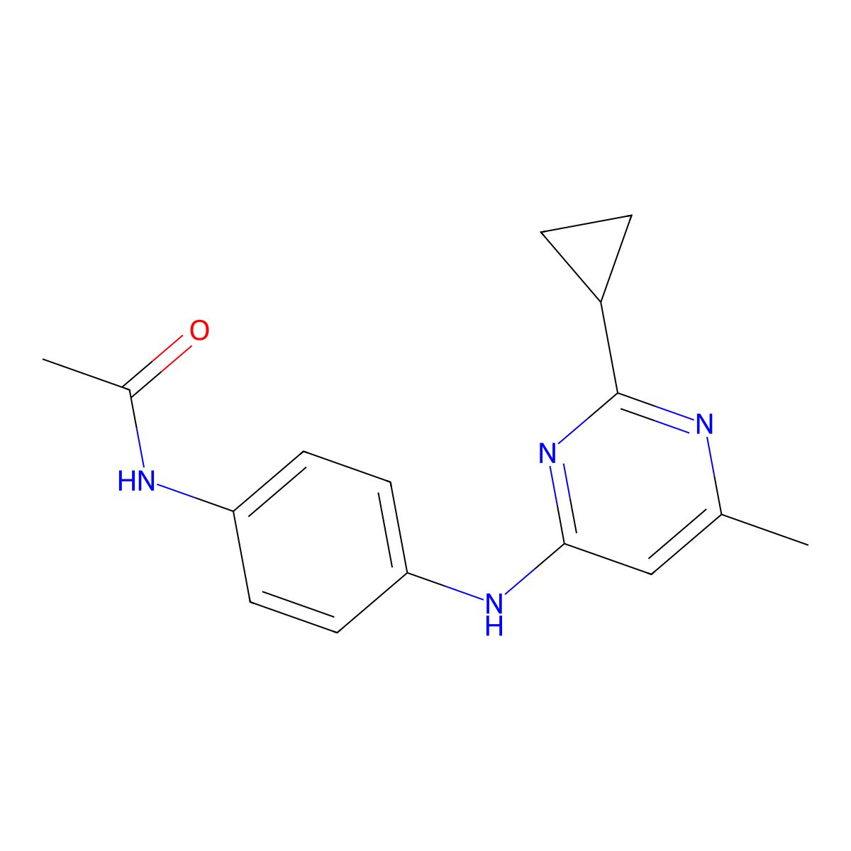 N-{4-[(2-cyclopropyl-6-methylpyrimidin-4-yl)amino]phenyl}acetamide molecular structure, CAS 2549005-22-1